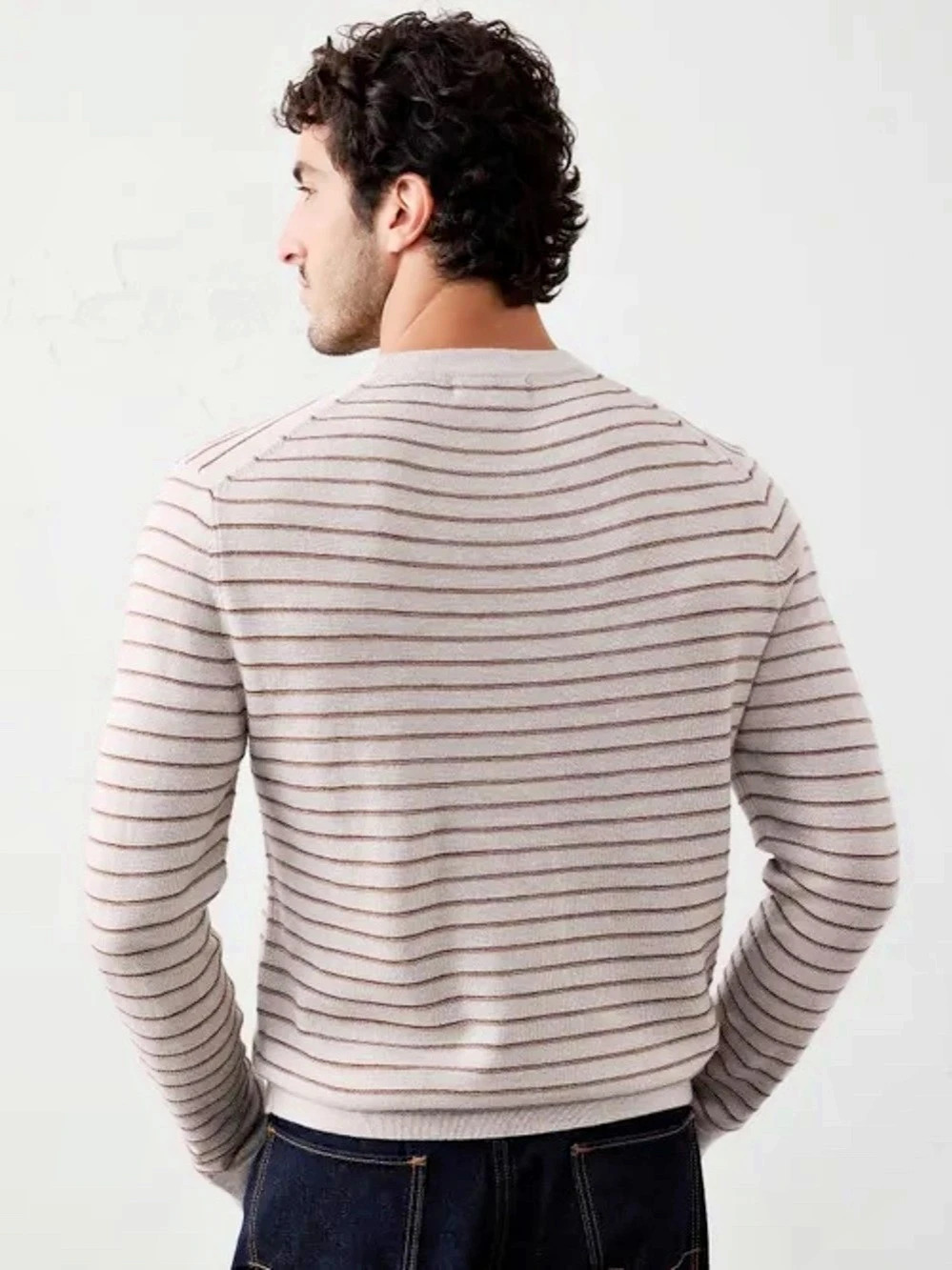 Banana Republic Merino Wool Textured Striped Crewneck XXL NWT